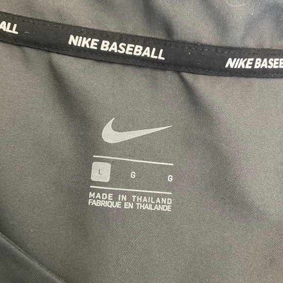 Nike Baseball Hot Jacket 3/4 Short Sleeve Mens Grey black warm up pullover L - Picture 2 of 13